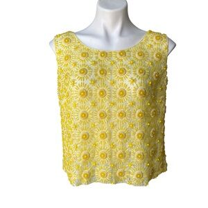 VTG Harilela’s Hand Beaded Lace and Satin Sleeveless Top, Sz 38